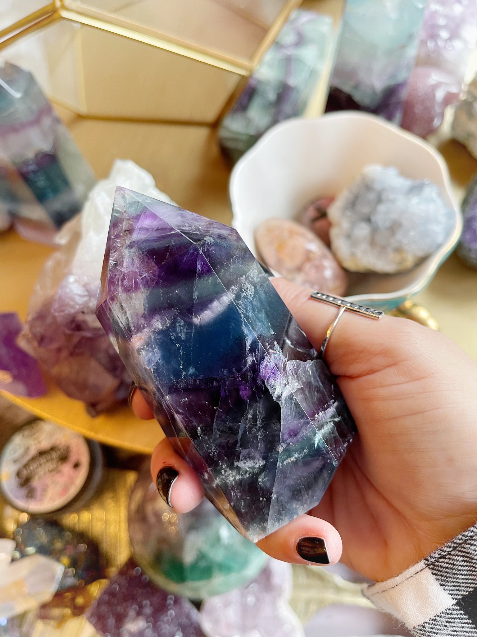 Rainbow Fluorite Tower D