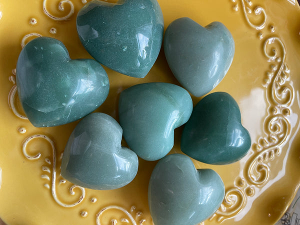 Green Adventurine Puffy Carved Heart