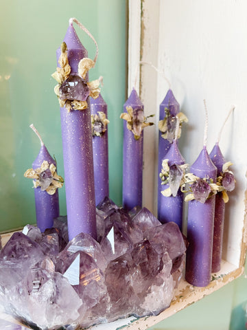 Amethyst Taper Candlesticks Set of 2 LARGE