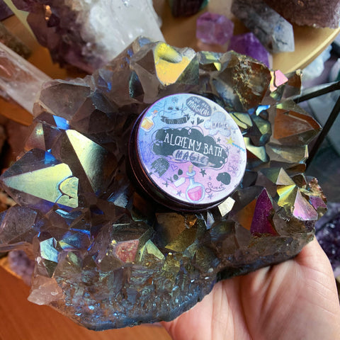 Titanium Aura Quartz Candle Holder