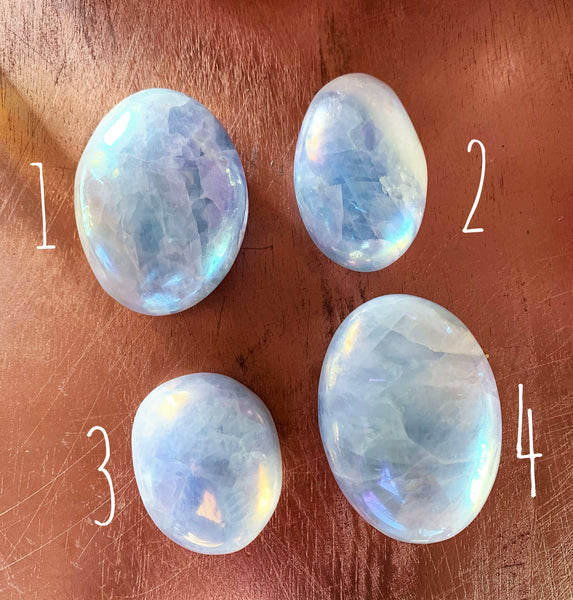 Blue Calcite Aura Palmstone