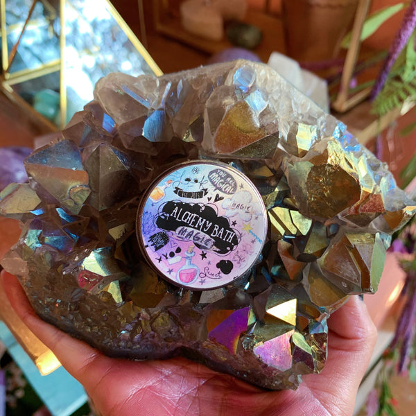 Titanium Aura Quartz Candle Holder