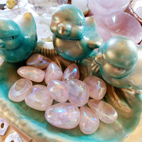 Tumbled Angel Aura Rose Quartz