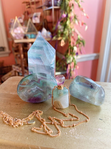 Rainbow Fluorite Pendant 4 pc Set