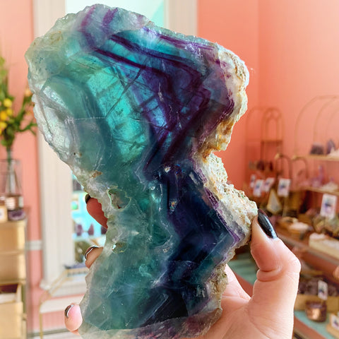 Rainbow Fluorite Slice