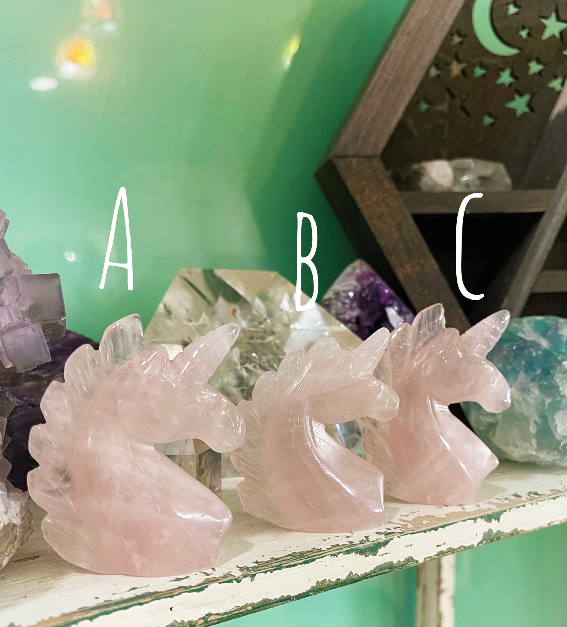 Rose Quartz Hand-Carved Unicorns