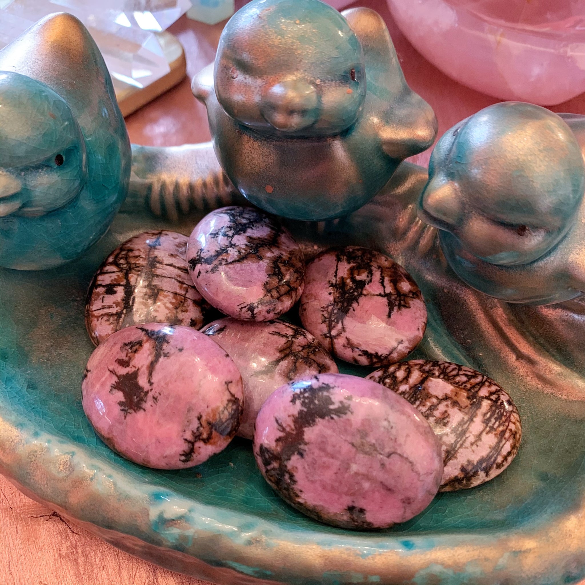 Pink Rhodonite Palm stones