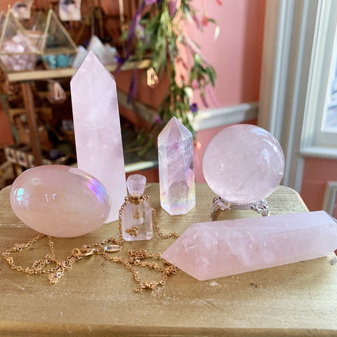 Aura Rose Quartz Bee Pendant 7 pc Set