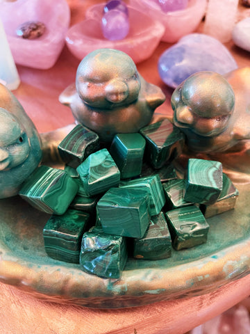 Natural Malachite Tumbled Cubes