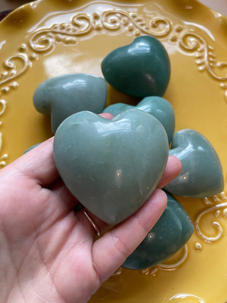 Green Adventurine Puffy Carved Heart