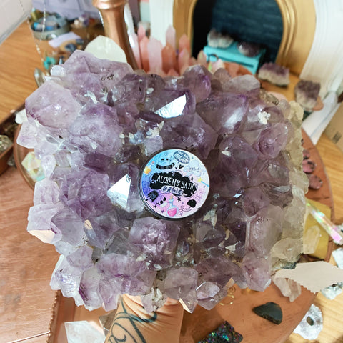 Extra Large Amethyst Calcite Candle Holder #1