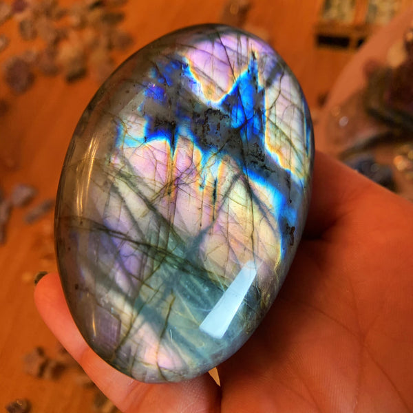 Flashy Labradorite/Spectrolite Palm Stone